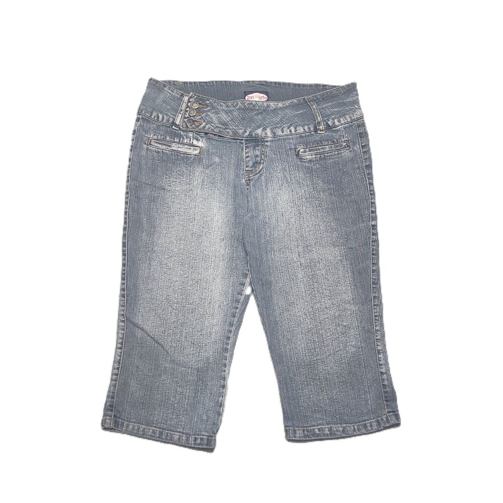 Zoey Beth Cropped Capri Jeans Womens Size 7/8 Stretch Blue Denim Vintage Y2K